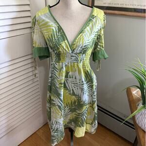 Vintage Billabong Dress Womens Large Green Tropical Babydoll Y2K Surf Beach
